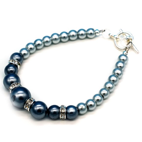 My Bead Emporium Jewelry - Bracelet Black Grey Pearls Rhinestones Toggle Clasp